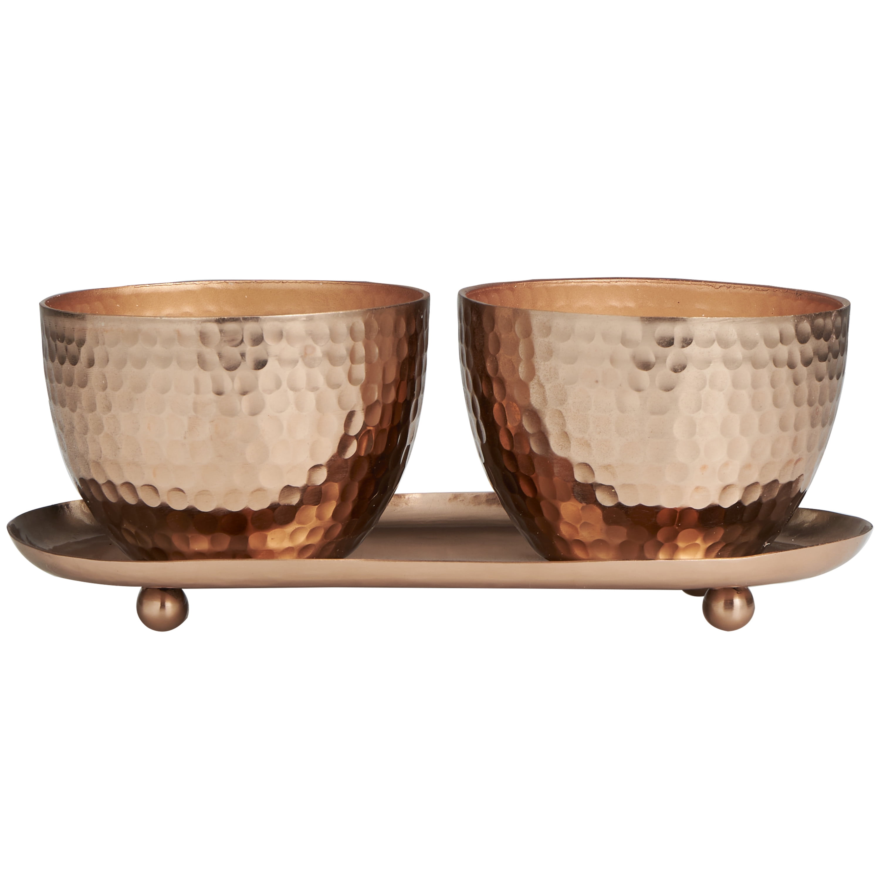 CosmoLiving by Cosmopolitan 2 Holder Copper Metal Jasmine Scented Hammered 10 oz 1 Wick Candle with White Wax, (Set of 2)