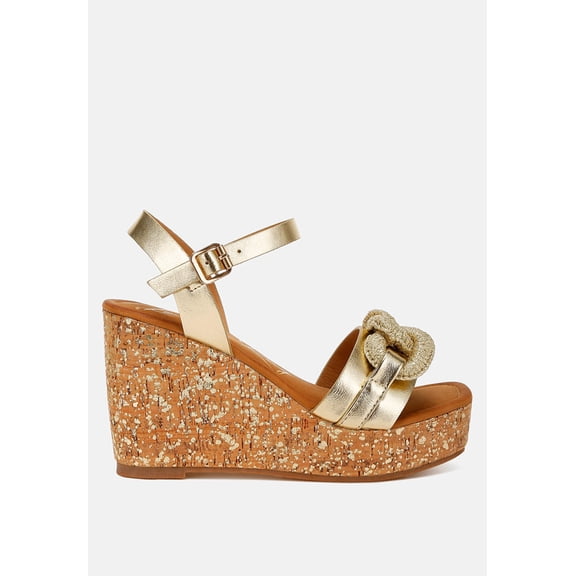 Emelda Chain Link Detail Wedge Sandals
