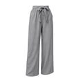 thumbnail image 3 of MYAOYINo Boundaries High Waisted Wide Leg Pants Women Daily Wear Button Front Tie Waist with Deep Pockets, 3 of 6