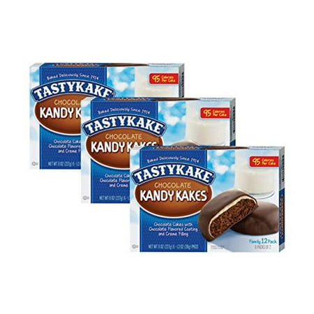 Tastykake Chocolate or Peanut Butter Kandy Kakes Family Size 6 Pack- A Philadelphia Baking Institution (Chocolate, 3