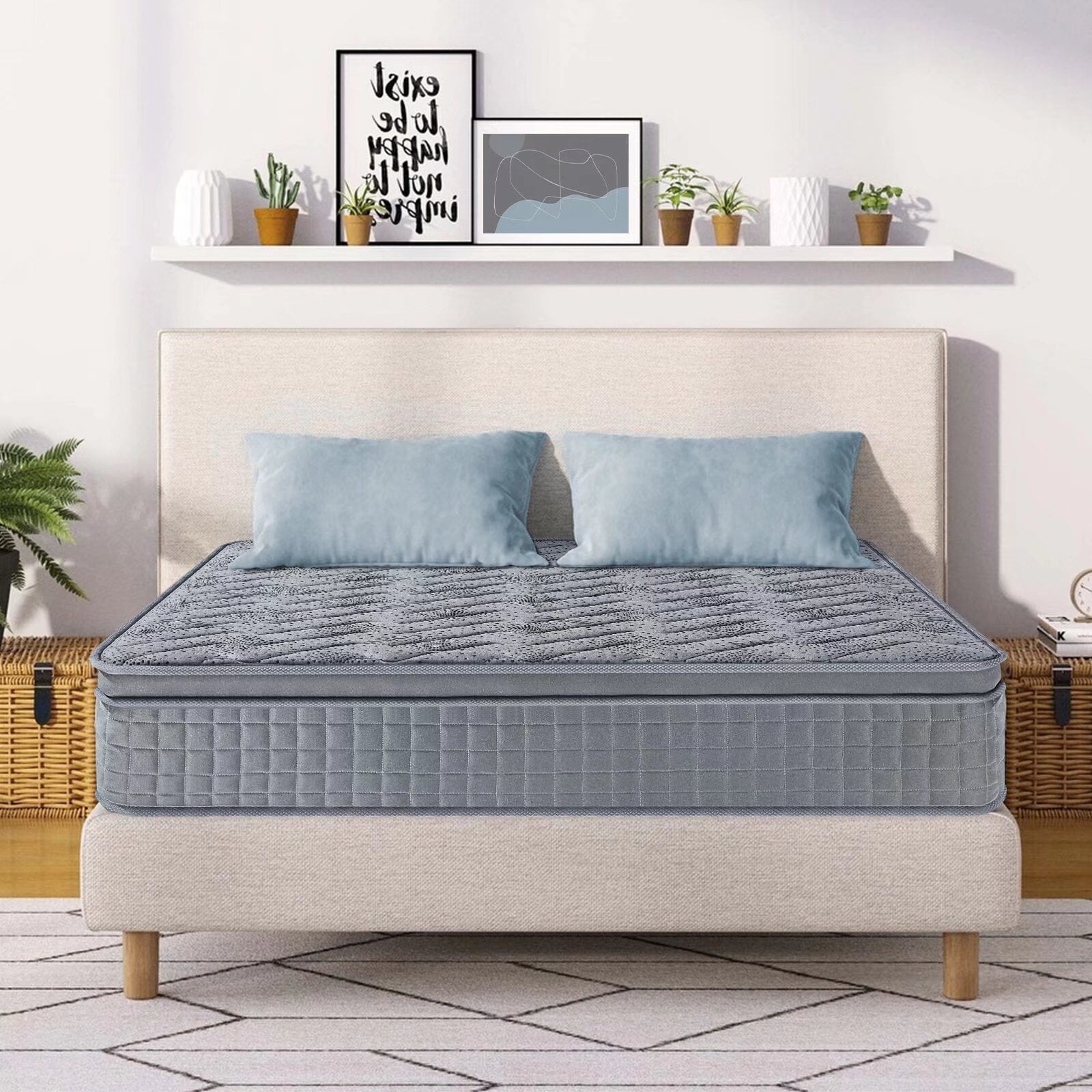FULLMattress, 10 inch Twin Mattress in A Box, Hybrid Bonnell Coil FULL Size Mattress Medium Soft Feel with High Density Foam for Pressure Relief