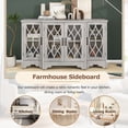 thumbnail image 4 of EUROCO 58'' Farmhouse Sideboard Storage Buffet Cabinet, Curved Line Design Storage Cabinet with 3 Adjustable Shelves, 4 Glass Doors and Black Handle for Dining Room and Kitchen, Antique White, 4 of 8