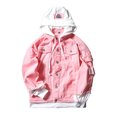 thumbnail image 2 of Leesechin Clearance Men Big and Tall Denim Jacket and Velvet Stand-collar Single-breasted Jacket Coat Pink L, 2 of 4