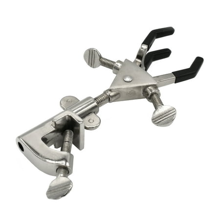 

Universal Retort Clamp - 3 Prong Double Adjustable - Non-Slip Vinyl Coated Grip Holds Items up to 2.3 - Swivel Bosshead Fits Large Rods up to 21mm - Eisco Labs