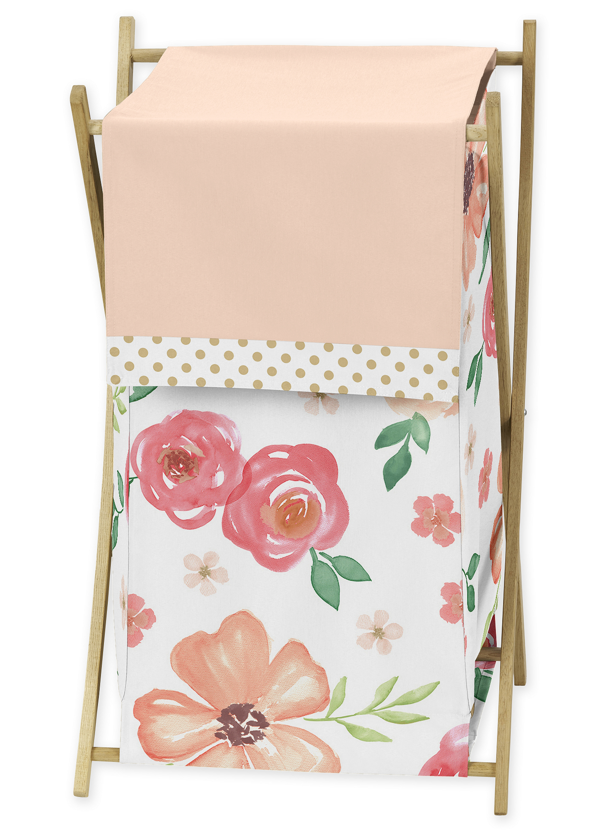 Watercolor Floral Peach Fabric Laundry Hamper by Sweet Jojo Designs