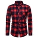 thumbnail image 1 of Blusa y camisa de manga larga con cuello vuelto para hombre, blusa informal de moda con estampado a cuadros y bolsillos, blusa de manga larga para hombre, 1 of 3