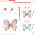 thumbnail image 5 of Set of 2 Youngsters Butterfly Costume Set, Includes 2 Pcs Fairy Princess Butterfly Wings, 2PCS Star Wands, and 2PCS Hairbands for Cosplay, Dress Up, Pretend Play, 15" x 13.8", 5 of 6