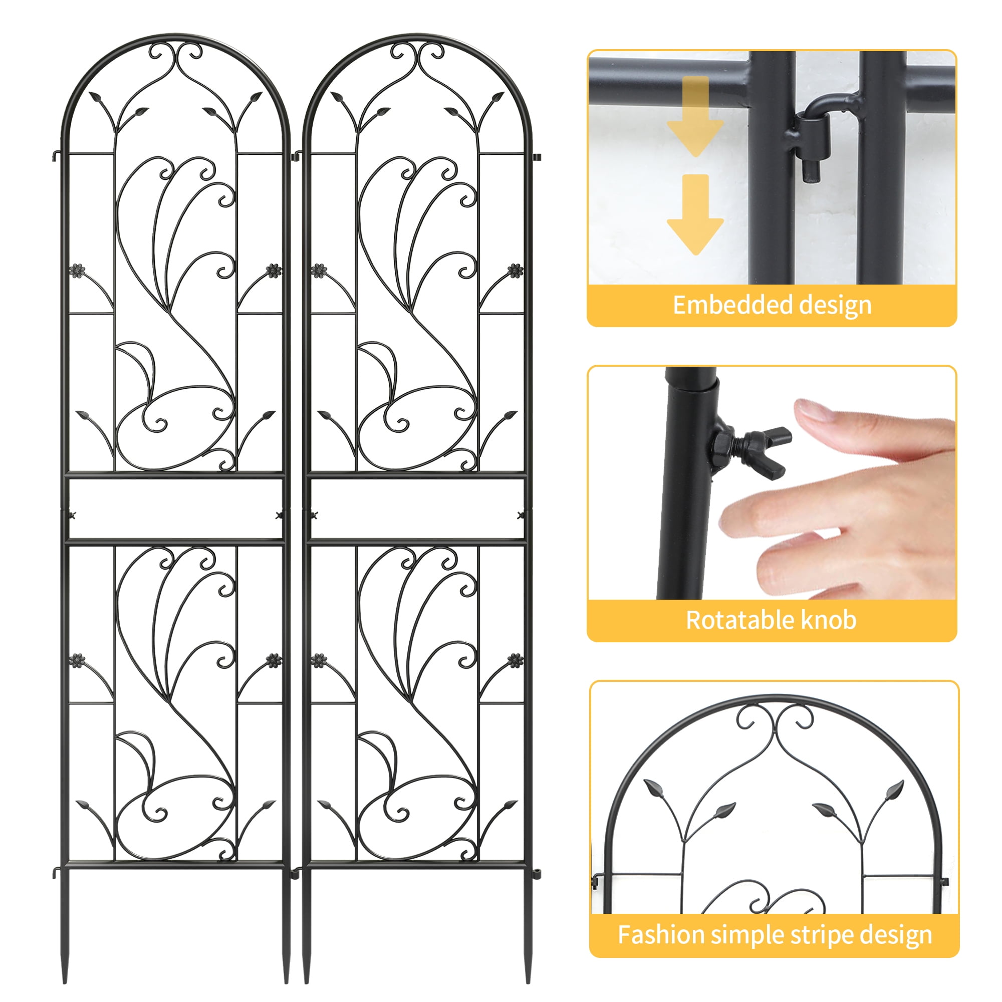 Uforic 4 Pack Metal Garden Trellises, 87x20in Black Rustproof Trellis for Climbing Plants,Vegetables,Flowers,Large Decorative Outdoor Trellis Fencing