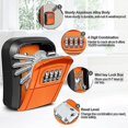 thumbnail image 2 of Caja para llaves montada en la pared, minicaja segura para llaves para exteriores con código numérico de 4 dígitos (naranja), 2 of 5