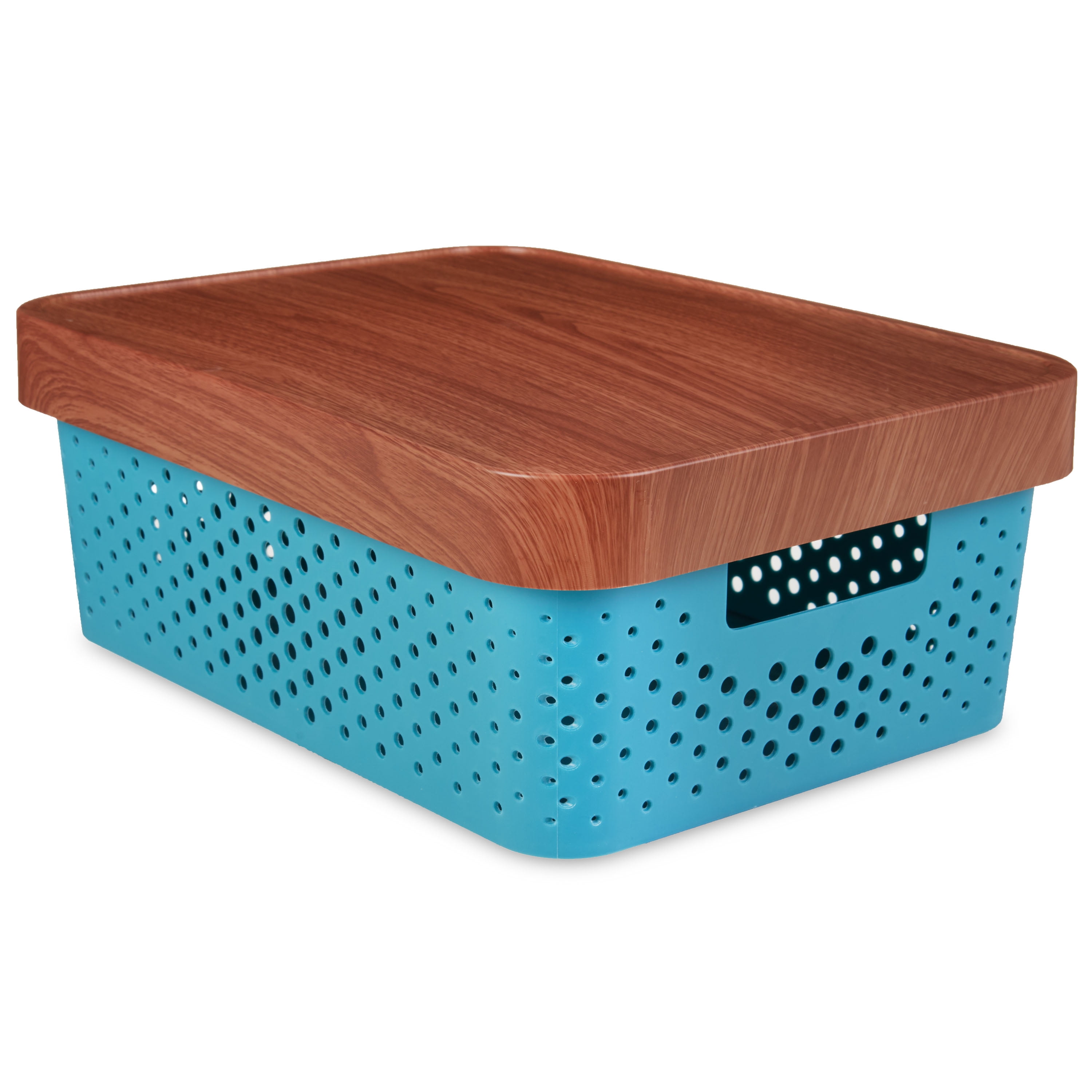 Pen+Gear Plastic Storage Box with Lid, Aqua Haze