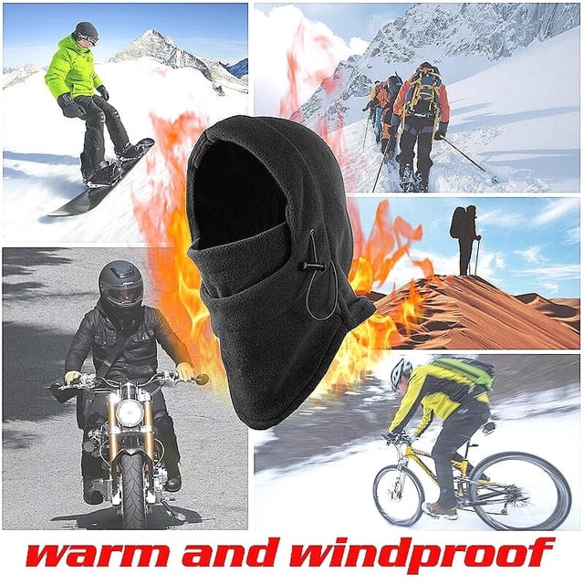 Winter Thermal Fleece Hat Men Neck Warmer Hat Ski Hat Face Moto Scarf Windproof Cap Balaclava Sport Cycling Full Face Cover HatBlack 1Pcs He Qiyong unisex