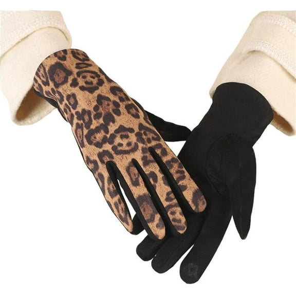 Jtbuh XLY Women Winter Warm Knit Gloves - Cold Weather Leopard Print Thick Lining Knit Gloves for Outdoor