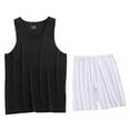 thumbnail image 2 of Antinious Men Summer Outfits,Track Suits for Men Casual Solid Sleeveless V-Neck High Elasticity Sports Camisole Set,White,XL, 2 of 3