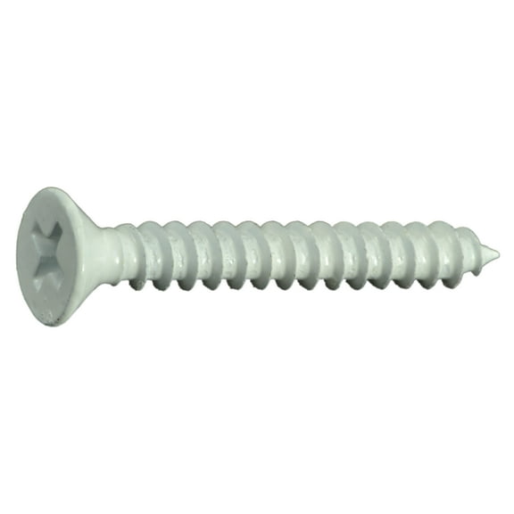 #8 x 1-1/4" White Steel Phillips Flat Head Sheet Metal Screws (30 pcs.)