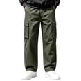 thumbnail image 3 of DYTTDG Men’s Drawstring Cargo Pants, Elastic Waist Full Length Straight Leg Trousers with Multi Pockets, Solid Color Casual Wear for Daily Walking & Outdoor, 3 of 8