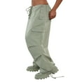 thumbnail image 2 of Pantalon Cargo Élastique Taille Basse pour Femmes, Pantalon Harem d'Entraînement avec Poches Noir G, 2 of 5