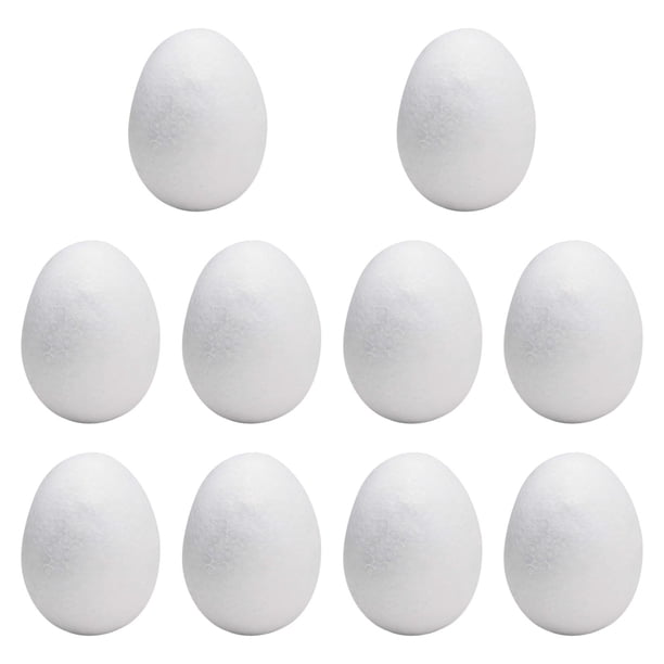 Huevos de espuma, huevos falsos blancos para manualidades, huevos lisos de poliestireno en blanco para decoración DIY 10 piezas 103 x 72 cm