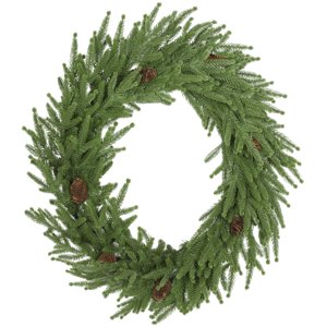 24 inch Christmas Wreath Artificial Norfolk Pine Wreath Pine Cones 88 Realistic Branches Door/Wall.