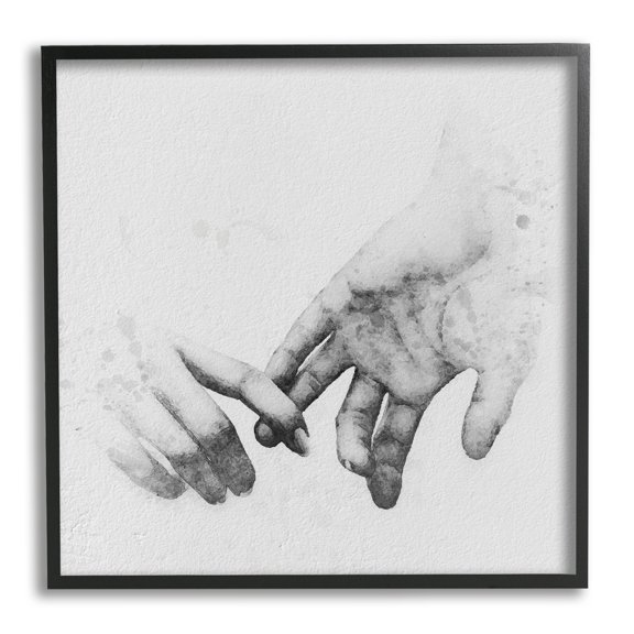 Stupell Industries Classic Monochrome Gentle Holding Hands Couple Design Framed Wall Art, 12 x 12, Design by Ros Ruseva