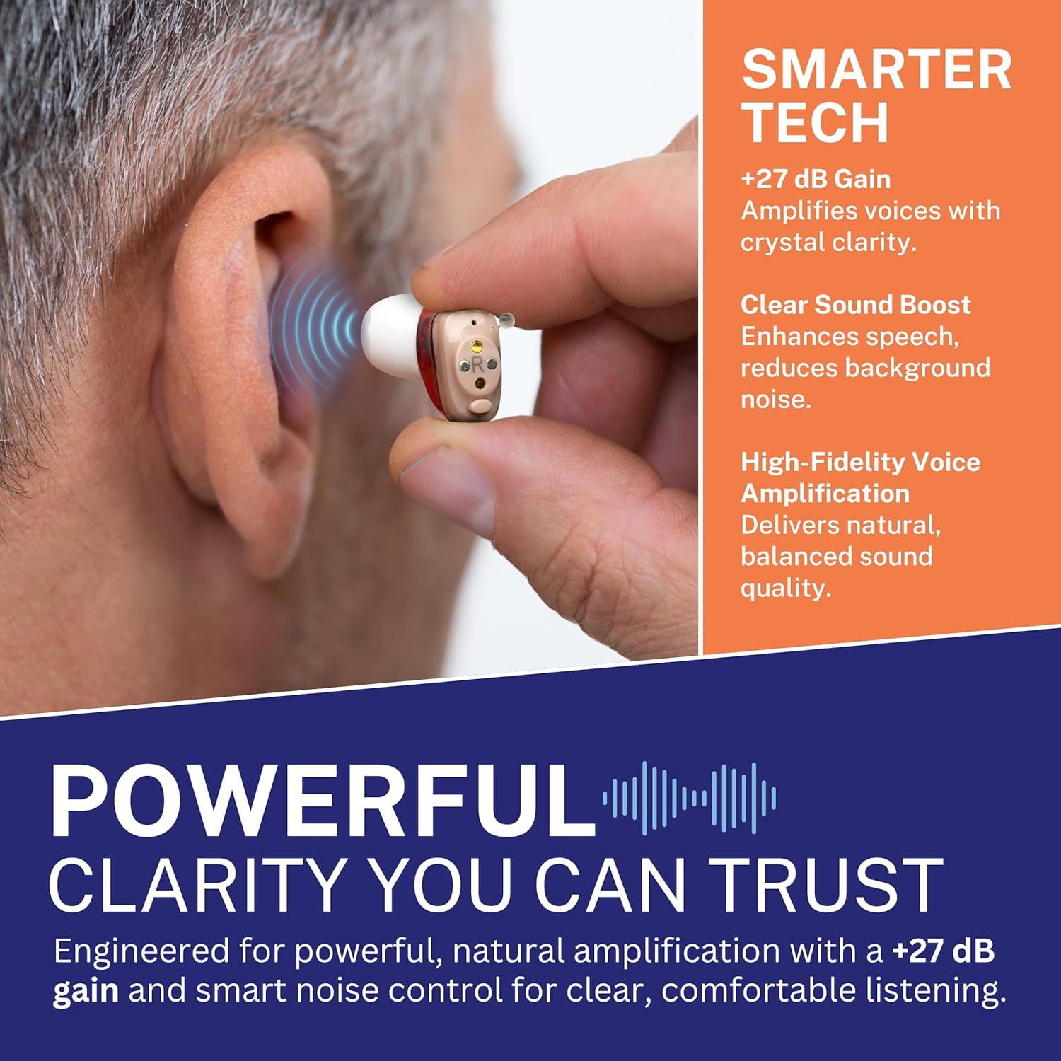 Rechargeable OTC Hearing Aids for Hearing Loss | Hearing Aid Amplifiers Equipped with a Smart Noise Reduction Chip | Clear Sound Quality and Comfortable Wearing | Hearing Loss Aids for Women and Men