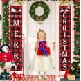 thumbnail image 5 of Christmas Wreaths Merry Christmas Decorations Banner, Christmas Porch Sign Red Plaid Hanging Banners, 5 of 5