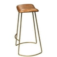 thumbnail image 2 of J&D Designs Luke 30" Transitional Leather & Iron Bar Stool in Brown/Brass, 2 of 3