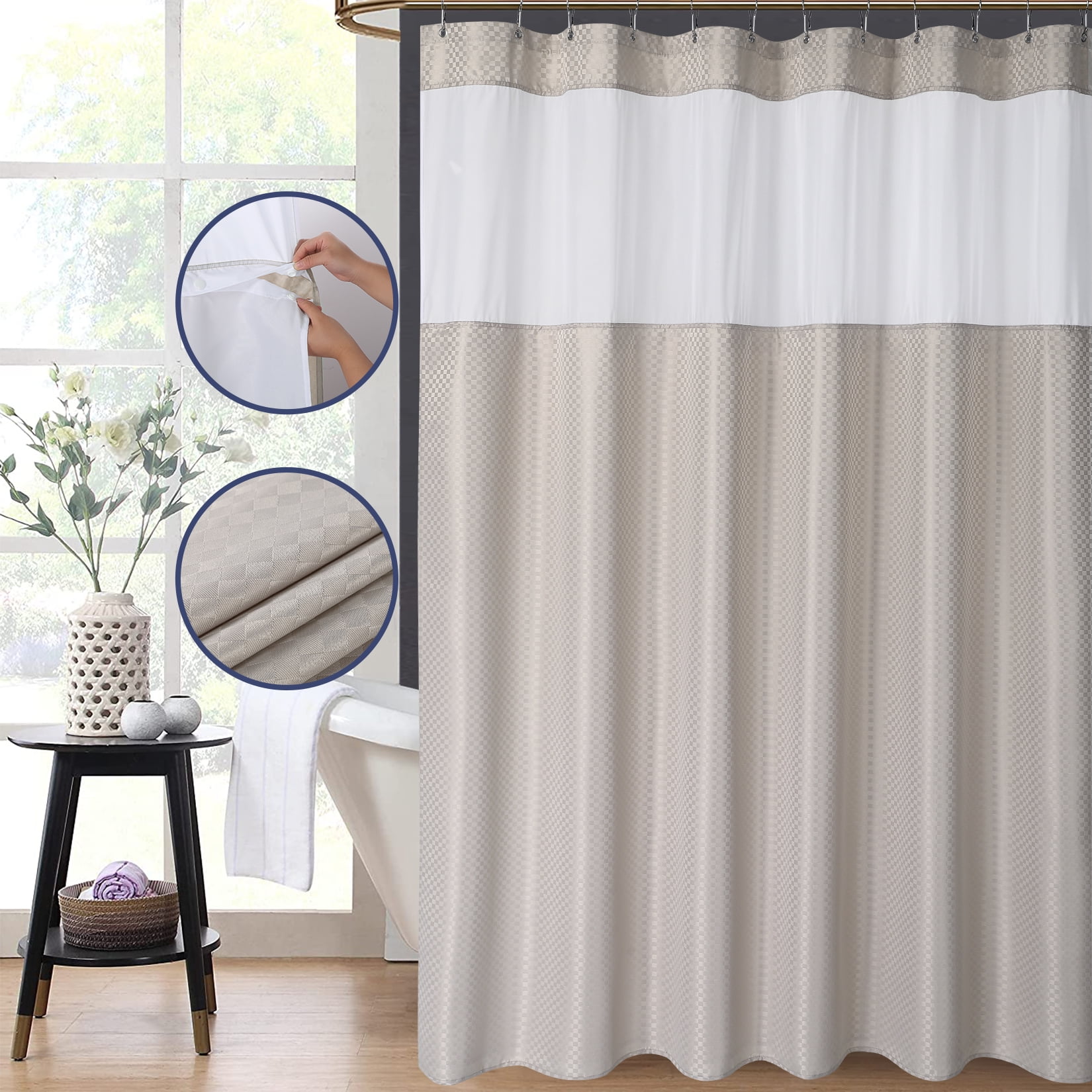 Ruffle Shower Curtain,84-inches Extra Extra Long72" W x 84" L White 