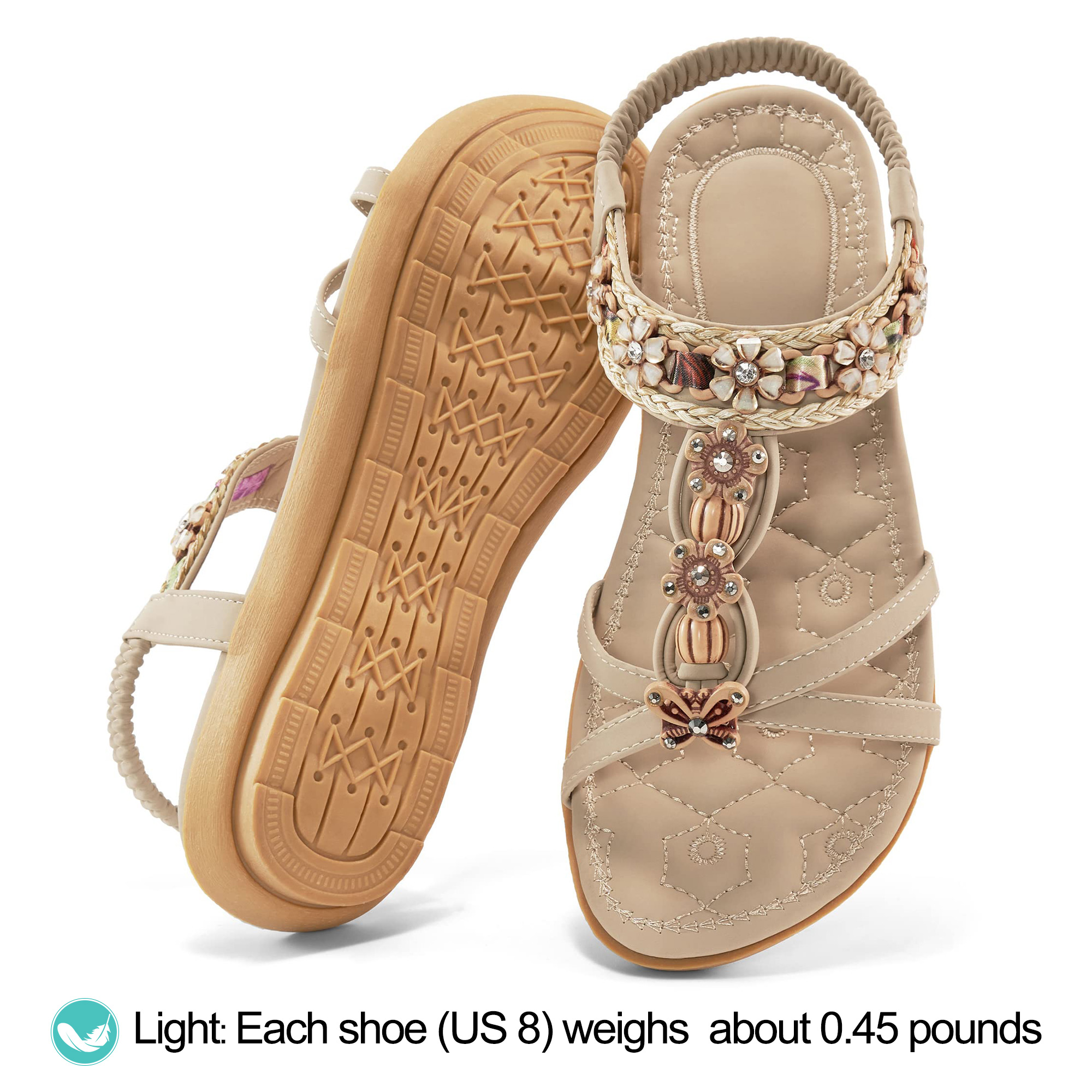 Ablanczoom Women's Arch Support Beach Sandals, Beige photo 8