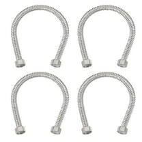 Uxcell G1/2 x 15.75 Inch Flexible Stainless Steel Water Heater Hose, 4Pcs Corrugated Water Heater Connector Hose