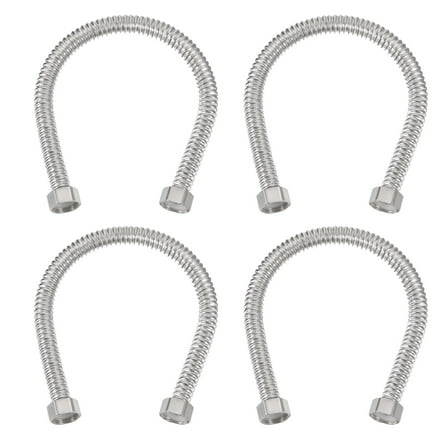 Uxcell G1/2 x 15.75 Inch Flexible Stainless Steel Water Heater Hose, 4Pcs Corrugated Water Heater Connector Hose