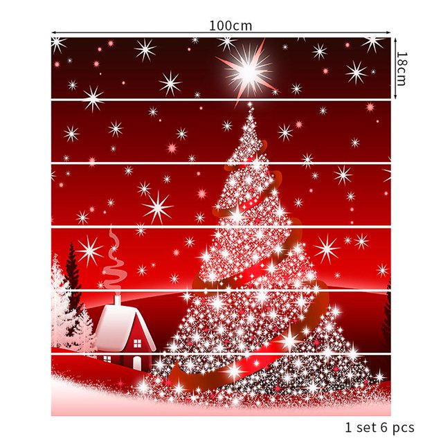 Etiqueta engomada de la escalera de Navidad 3d, pegatinas decorativas impermeables de PVC (6 piezas, rojo) XianweiShao 8390613992567