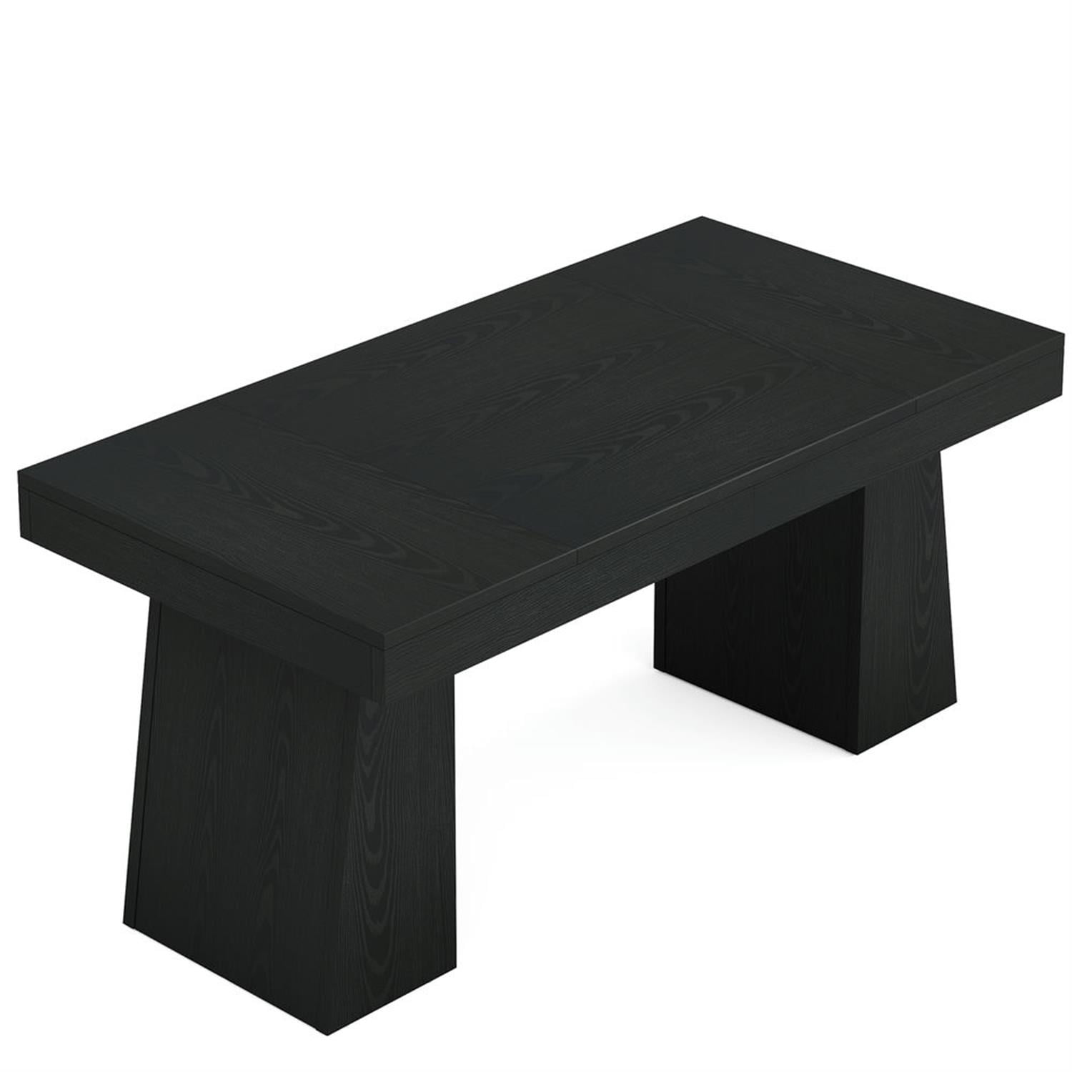 Demi Bonn 55" Wood Executive Computer Desk, Modern Duty Study Writing Gaming Table for Home Office, Rectangle Workstation, Black