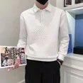 thumbnail image 3 of Camiseta polo formal a cuadros para hombre, ropa de hombre con rombos, sudaderas de negocios, color blanco, talla XXL, diseño Y2k, manga larga, citas, 3 of 5