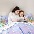 thumbnail image 4 of Manfei Whimsical Axolotl Twin Comforter Sets,Monogrammed H Graphic Bedding Set For Girls,Blue Purple,Colorful Stars Reversible,2 Pieces,1 Comforter and 1 Pillowcase, 4 of 8
