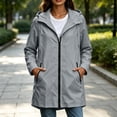 thumbnail image 5 of BRGZLK Long Rain Jacket for Women Zip Up Lightweight Waterproof Raincoat with Hood Outdoor Windbreaker Trench Coats with Pockets for Hiking Travel Gray XL, 5 of 8