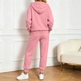 thumbnail image 5 of Xinoom Women 2 Piece Tracksuit, Full Zip Hooded Jacket with Pockets & Elastic Cuff Jogger Pants, Soft Casual Matching Outfit Gift for Ladies Daily Walking Family Gathering Pink,M, 5 of 7