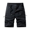 thumbnail image 2 of LNZGNM Mens Cargo Shorts Breathable Loose Fit Golf Shorts Elastic Waist Drawstring Work Shorts Fashion Hiking Shorts with Multi Pockets,Black S, 2 of 5