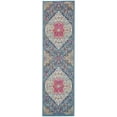 thumbnail image 1 of homeroots home decor 385743 2’ x 10’ Blue and Pink Medallion Runner Rug, 1 of 1