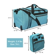 Protege 28-Inch Large Collapsible Rolling Duffel Bag in Teal Color