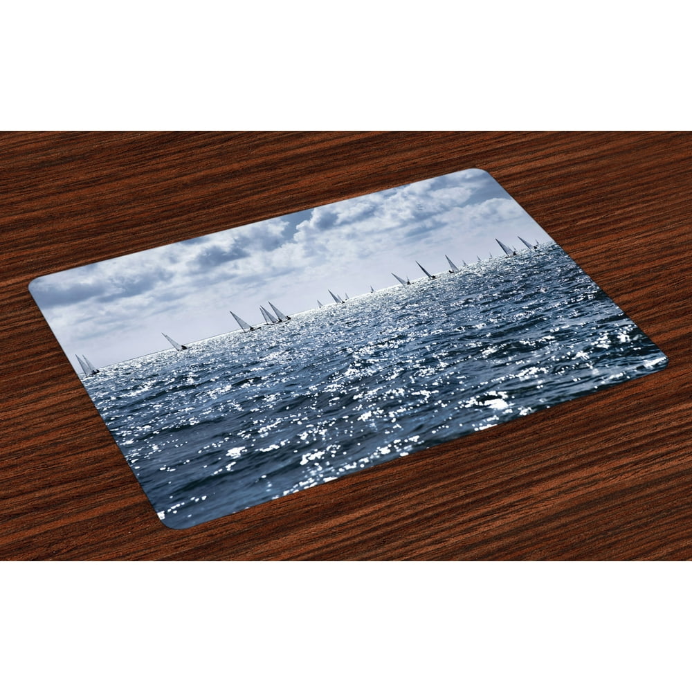 Nautical Placemats Set of 4 Group of Sailing Boats in the Sea
