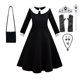 thumbnail image 3 of Addams-vestido de malla negra para niñas, fiesta de baile, cumpleaños, Carnaval, disfraces de Cosplay de Halloween, 3-10 años, 3 of 5