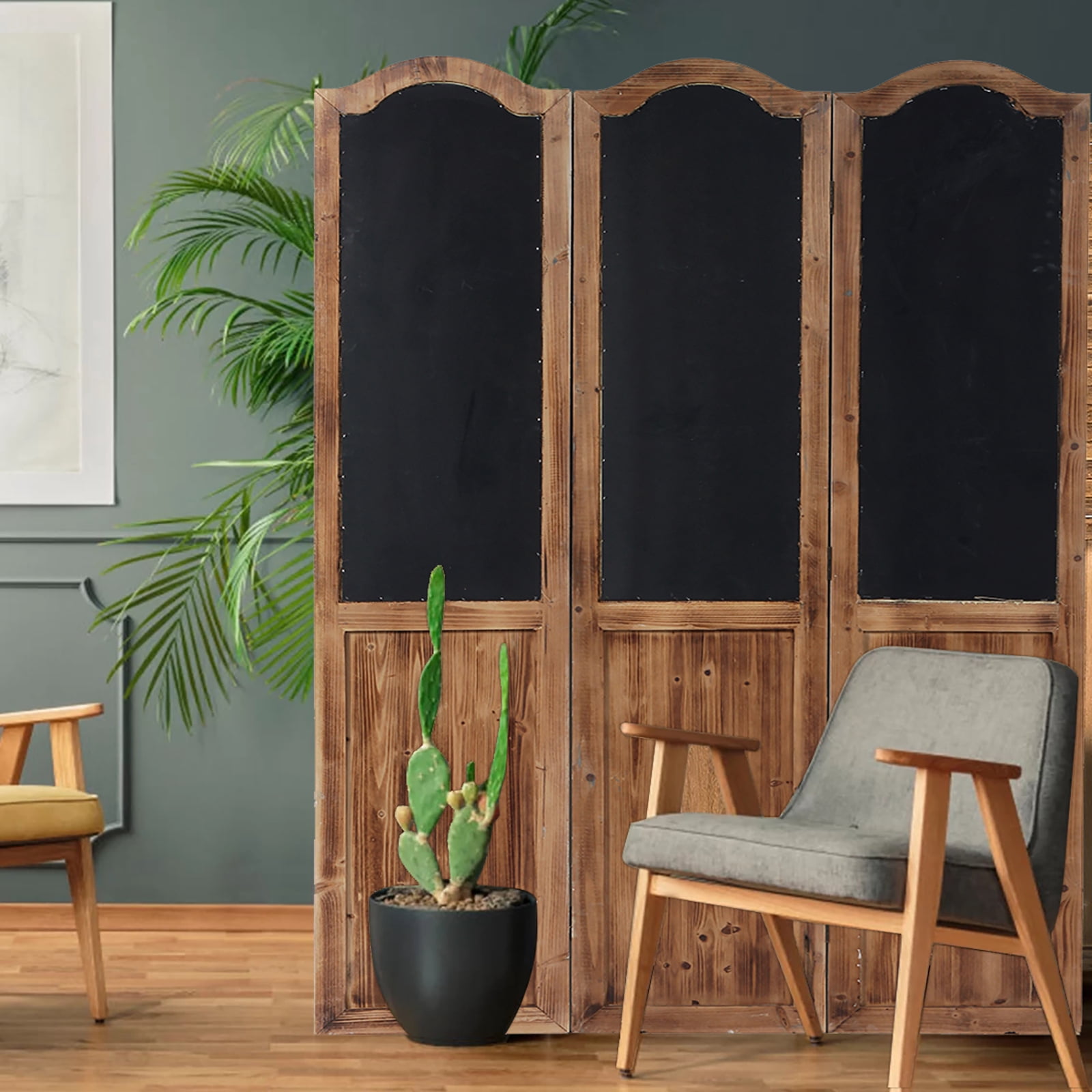Room Divider 3 Panel Folding Solid Wood and Linen Handcrafted Freestanding Privacy Screen 6Ft Tall White