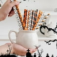 thumbnail image 4 of MOQIN Halloween Paper Straws, Biodegradable Pumpkin Skull Striped Wavy Dot Paper Straws,Paper Drinking Straws for Party, Events and Crafts,Baby Shower Decorations 7.5 Inches,25 Packs, 4 of 9