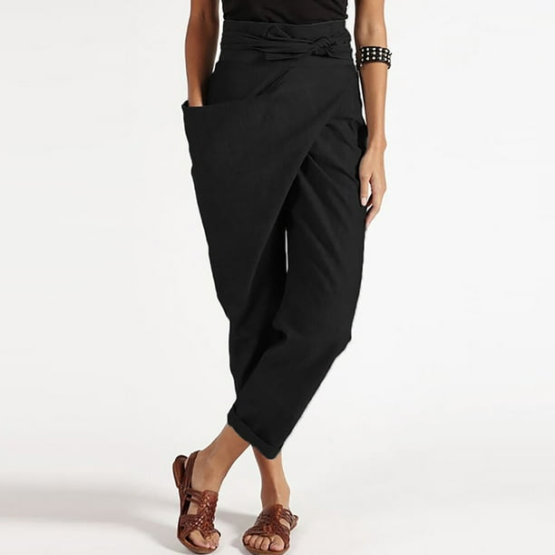 a new day, Pants & Jumpsuits, A New Day Womens Size 4 Black Highrise  Relaxed Fit Straight Belted Trousers