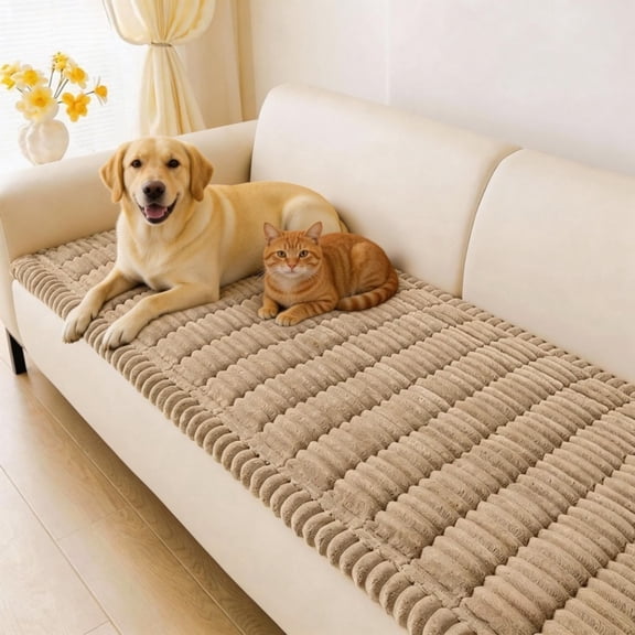 Couch Covers for Dogs Washable, Non Slip Plush Dog Sofa Protectors, Fuzzy Pet Couch Covers for 3 Cushion Sofa Pet Friendly