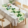 thumbnail image 4 of Mantel para el Día de San Patricio | Mantel de franela de vinilo irlandés | Impresión de trébol verde | Rectángulo 54"x108" | Impermeable y reutilizable | Decoración para comedor, cocina y fiestas, 4 of 6