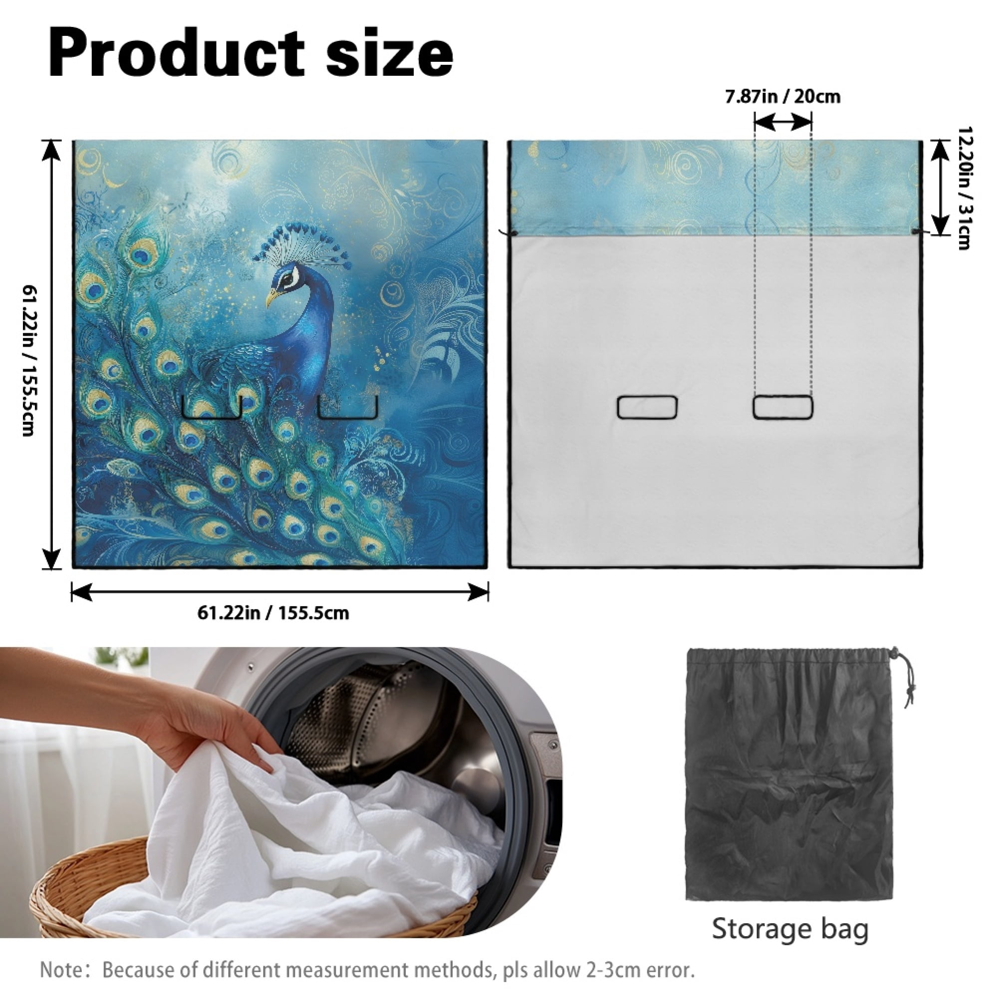 Drydeepin Blue Peacock Car Seat Cover Towel Backseat Breathable Rear Bench Towel Seat Covers Non-Slip Universal Fit for Sedan Trucks Van SUV, Automotive Seat Protector