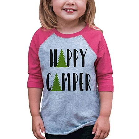 

7 ate 9 Apparel Girl s Happy Camper Outdoors Raglan Tee Pink