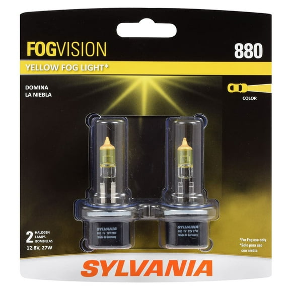 Sylvania 880 Fog Vision Yellow High Performance Halogen Light Bulb Set, 2 Pack