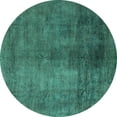 thumbnail image 1 of Ahgly Company Machine Washable Indoor Round Abstract Turquoise Blue Modern Area Rugs, 8' Round, 1 of 4